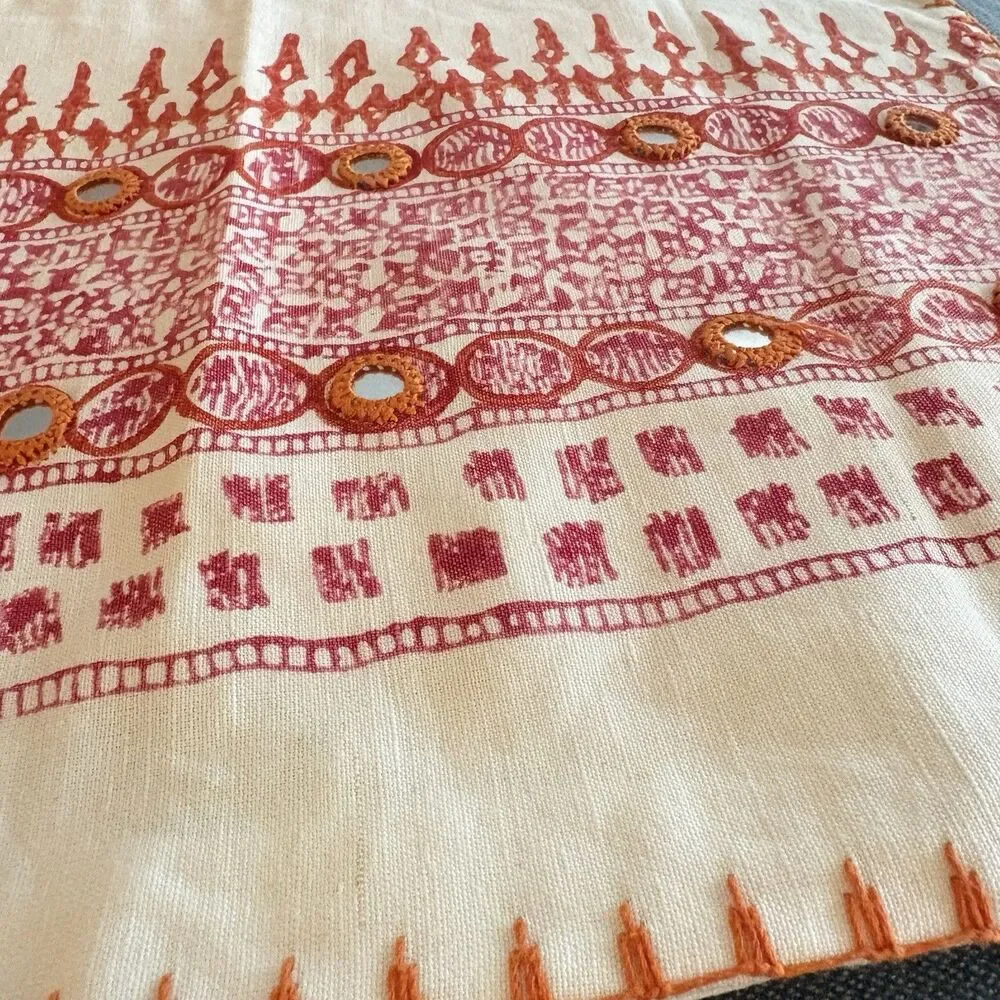 John Robshaw Pillow Shams Cotton Linen Set of 5 Diggi Coral Red & Others India